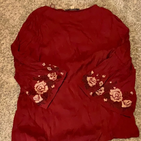Blue Rain Red Embroidered Blouse (Large) - Picture 5 of 5